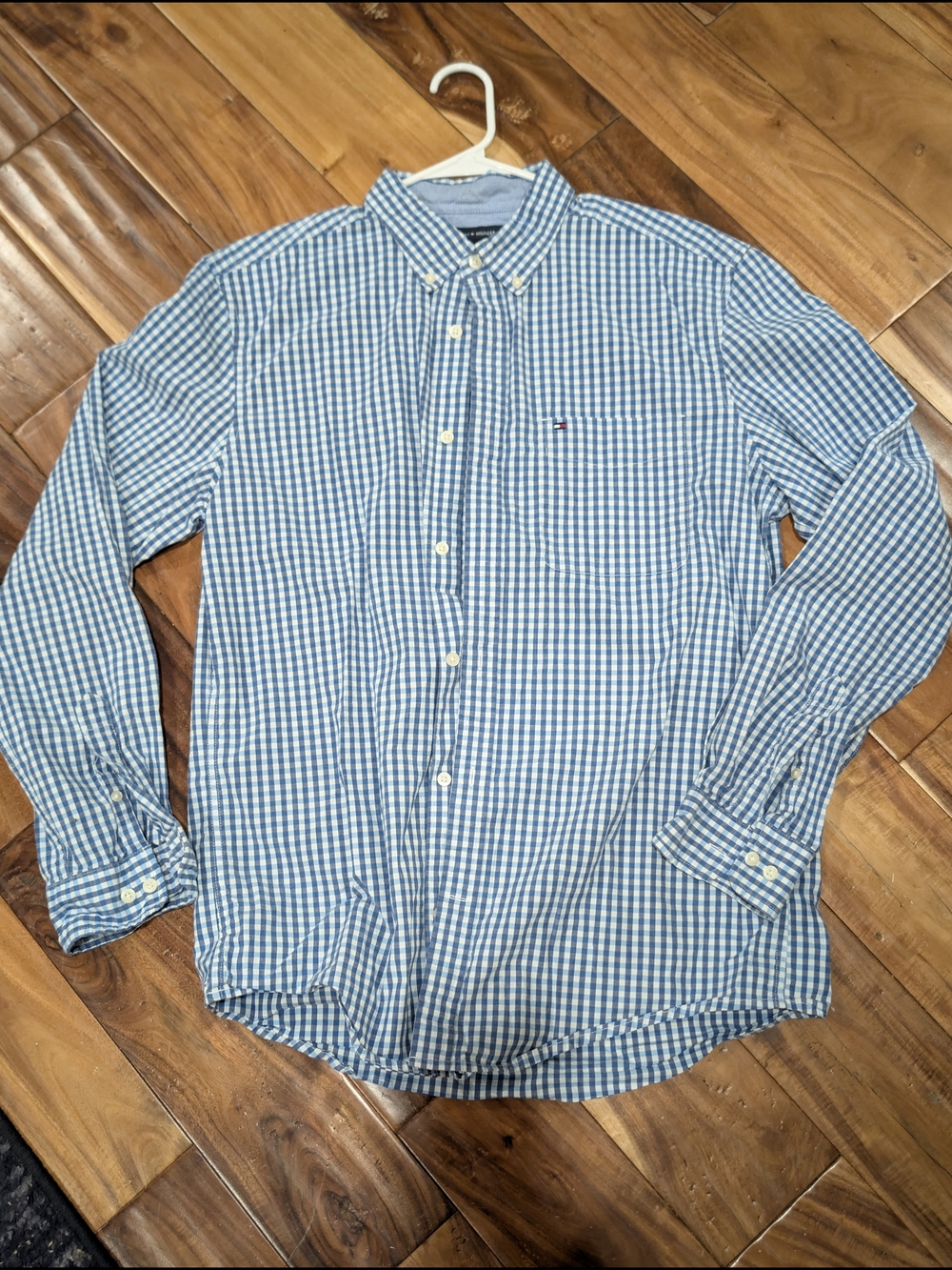 Tommy Hilfiger Light Blue & White Gingham Button-Down Shirt